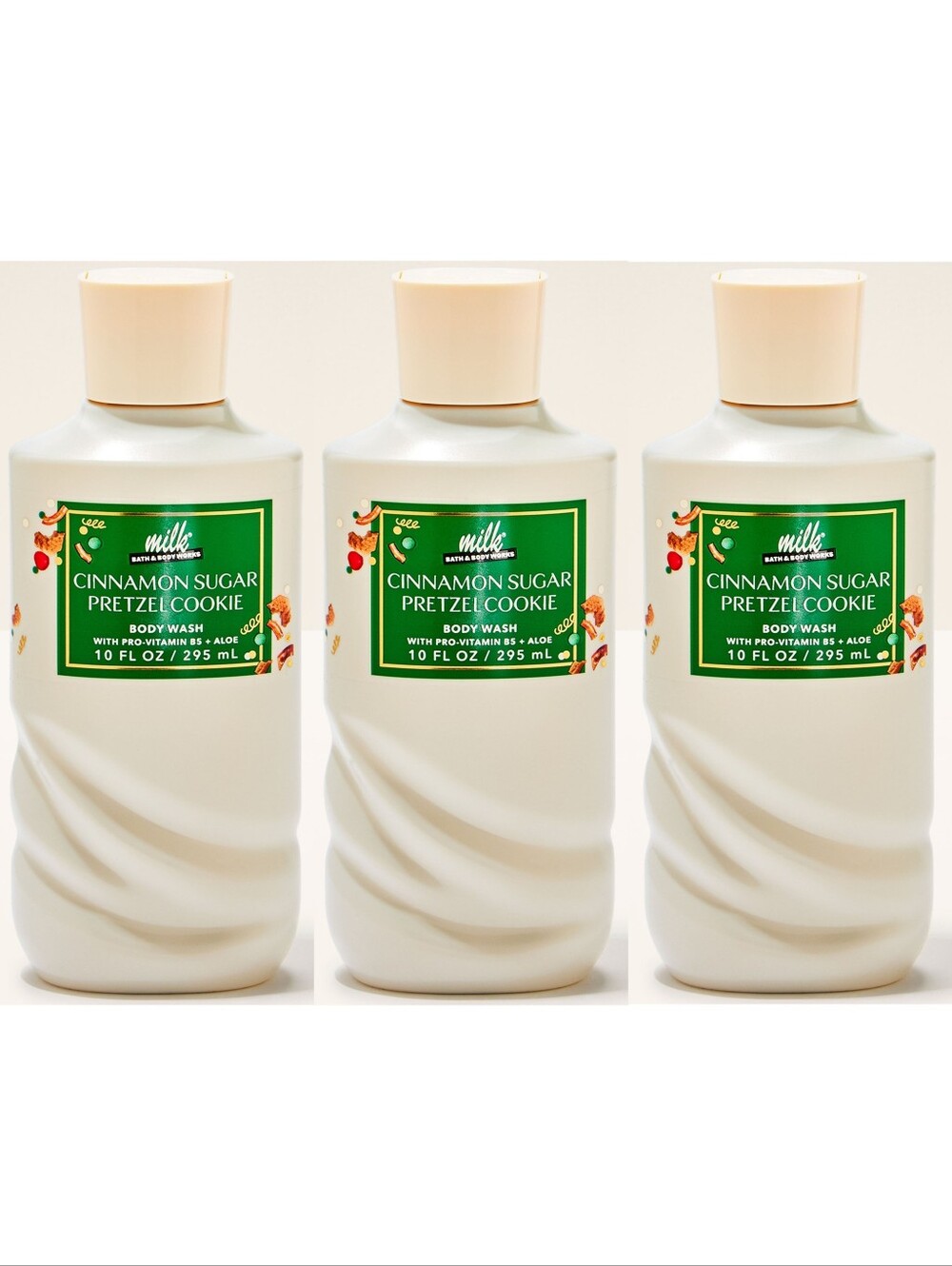 Bath & Body Works Cinnamon Sugar Pretzel Cookie Body Wash Set of 3 NEW RARE